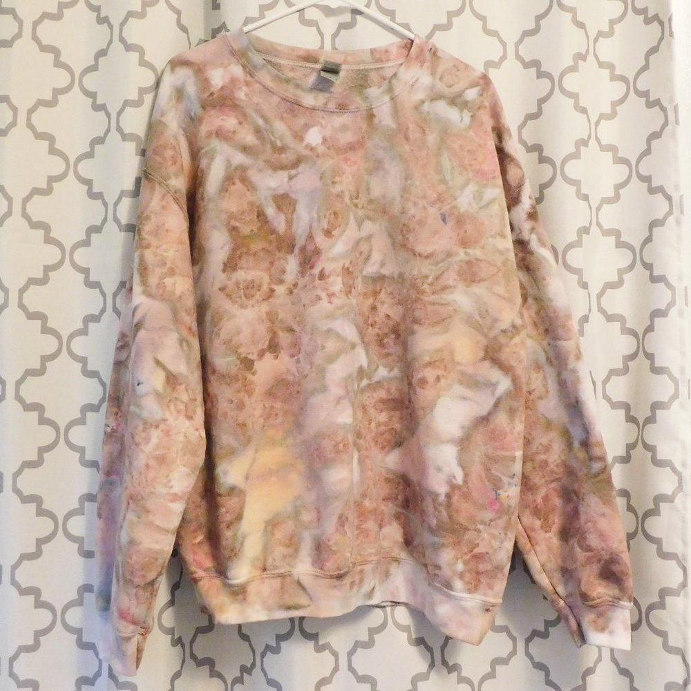 Handmade Brown & Pink Tie Dye Sweatshirt - Unisex/L - New